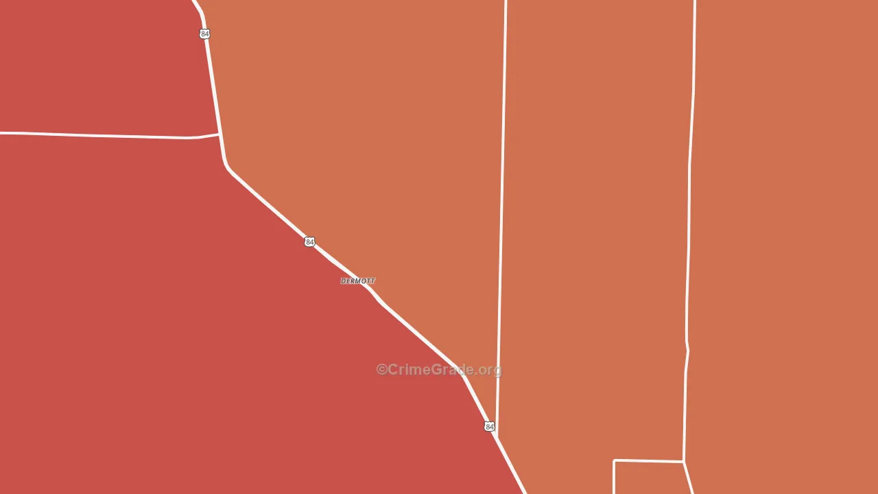 Dermott, TX Map of Drug-Related Crime Rates