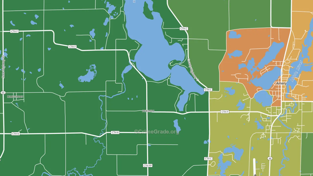 Deronda, WI Map of Drug-Related Crime Rates