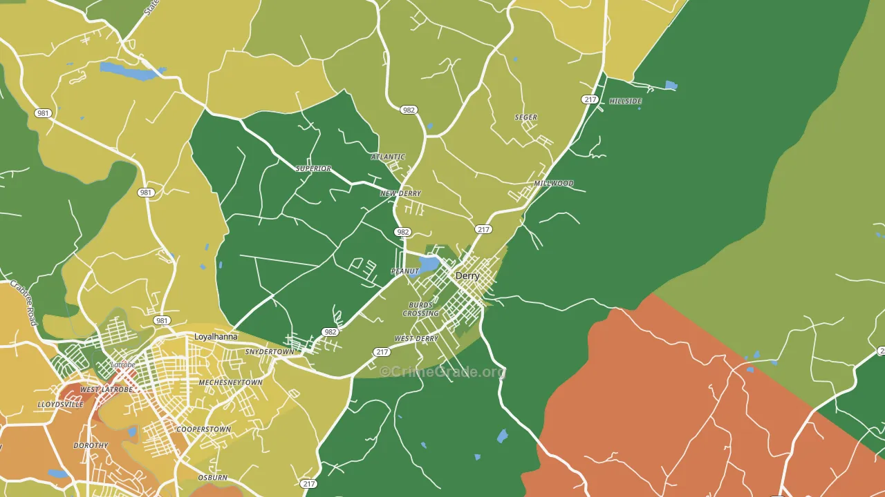 Derry, PA Map of Drug-Related Crime Rates