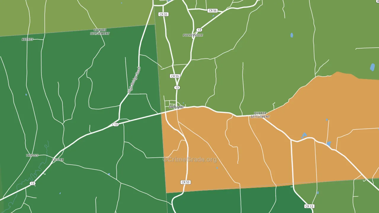 DeRuyter, NY Map of Drug-Related Crime Rates