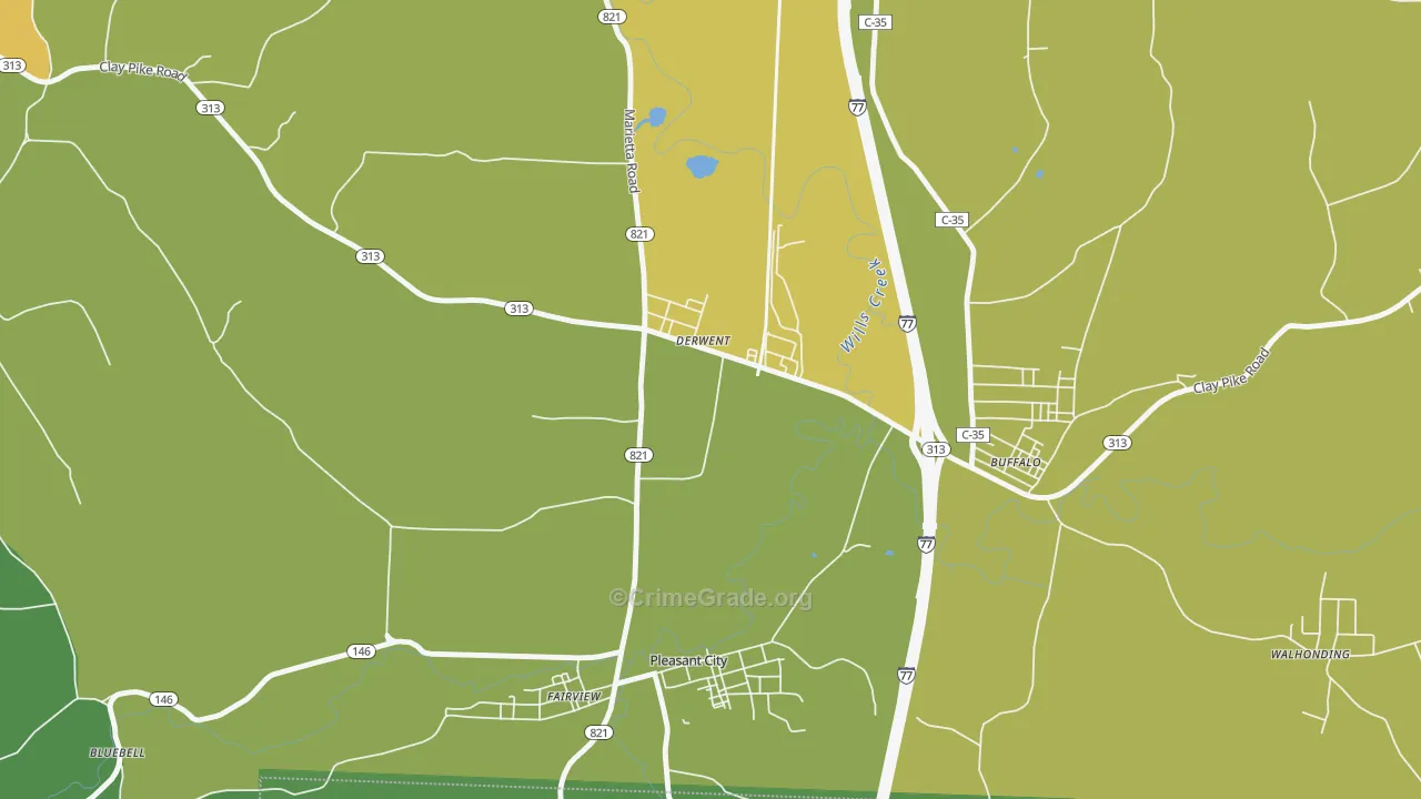Derwent, OH Map of Drug-Related Crime Rates