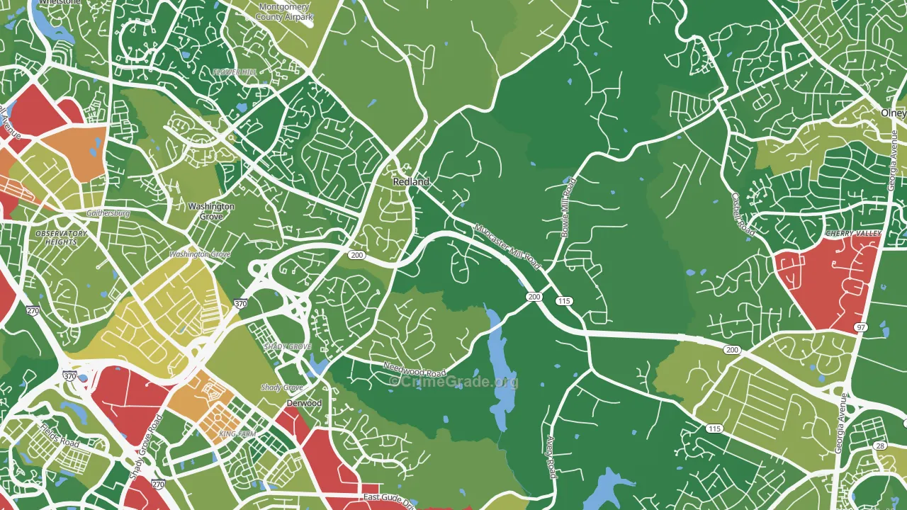 Derwood, MD Map of Drug-Related Crime Rates
