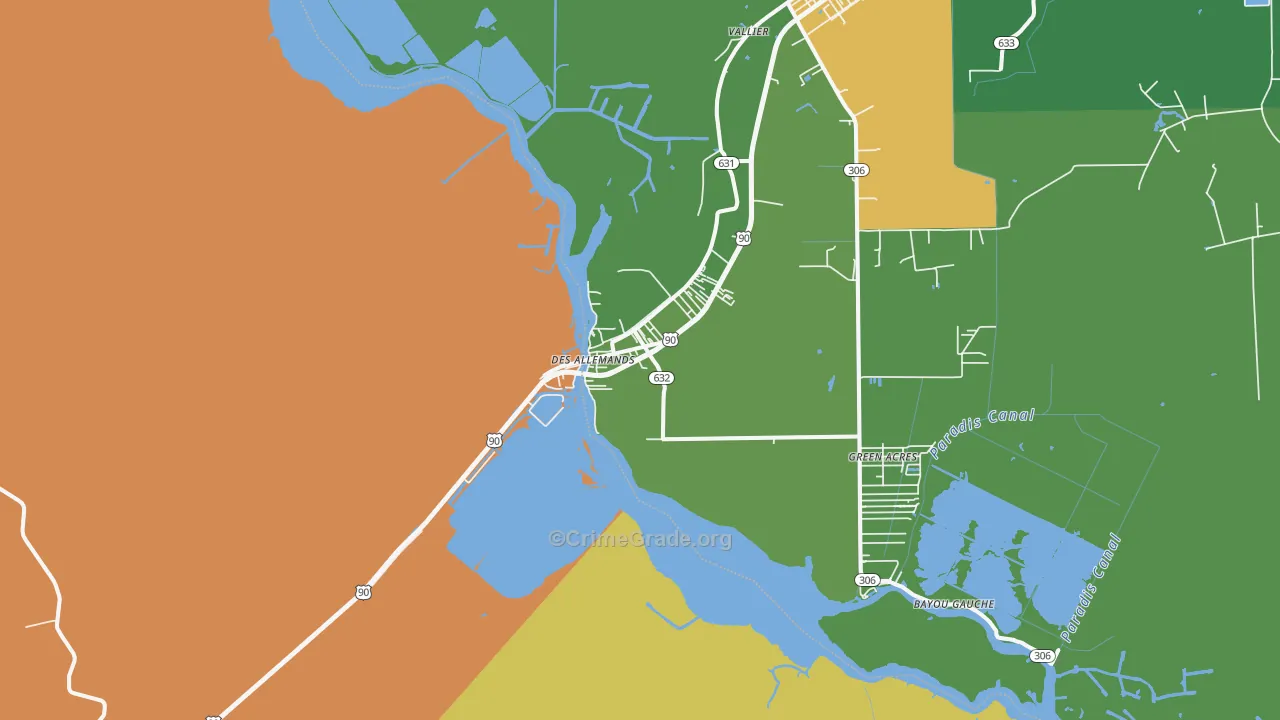 Des Allemands, LA Map of Drug-Related Crime Rates