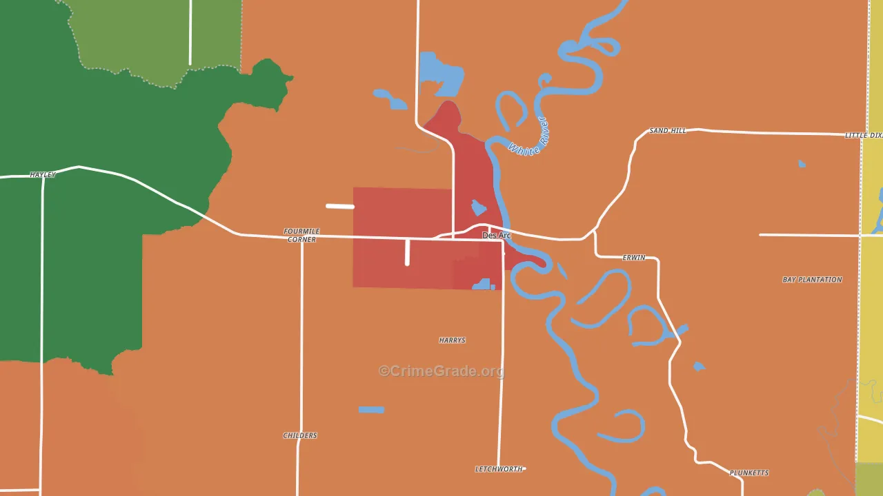 Des Arc, AR Map of Drug-Related Crime Rates