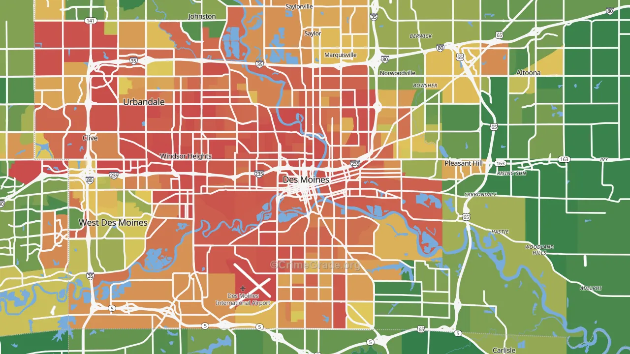 Des Moines, IA Map of Drug-Related Crime Rates