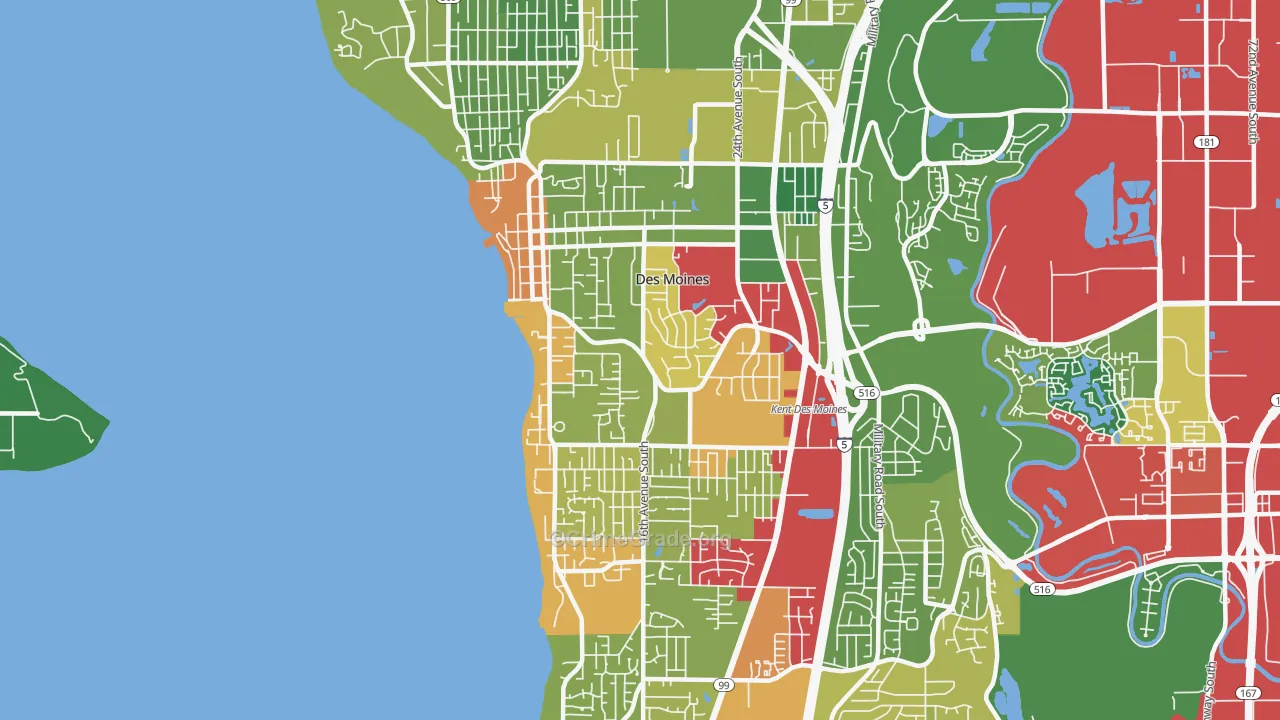 Des Moines, WA Map of Drug-Related Crime Rates