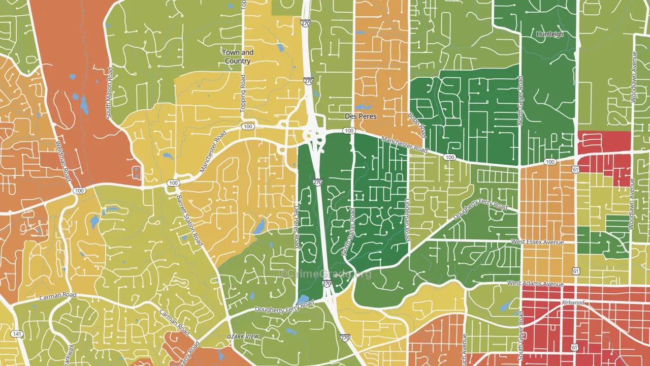 Des Peres, MO Map of Drug-Related Crime Rates