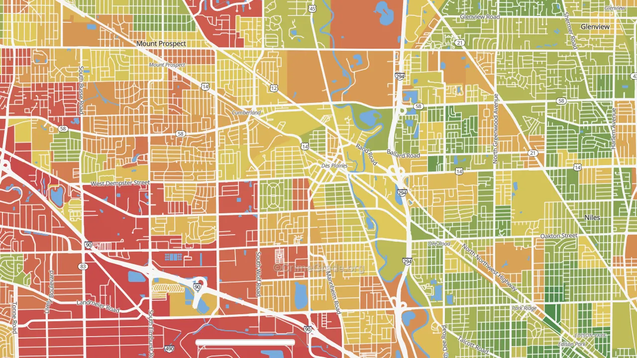 Des Plaines, IL Map of Drug-Related Crime Rates