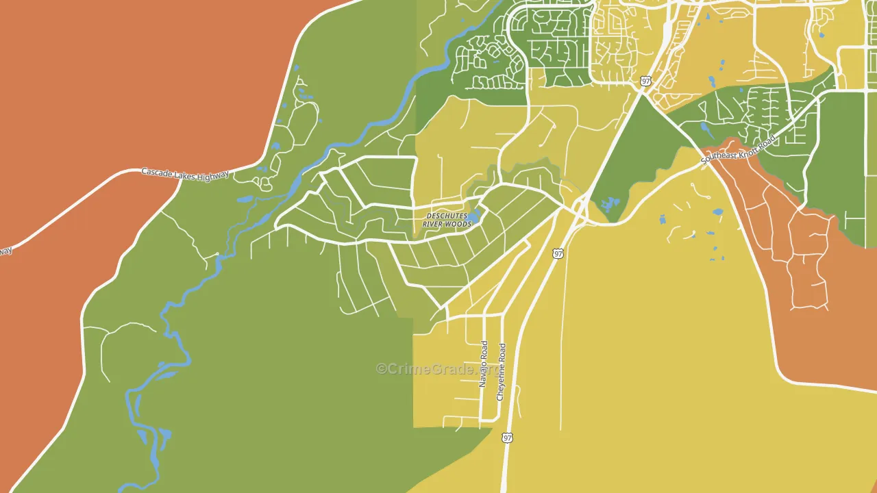 Deschutes River Woods, Bend, OR Map of Drug-Related Crime Rates
