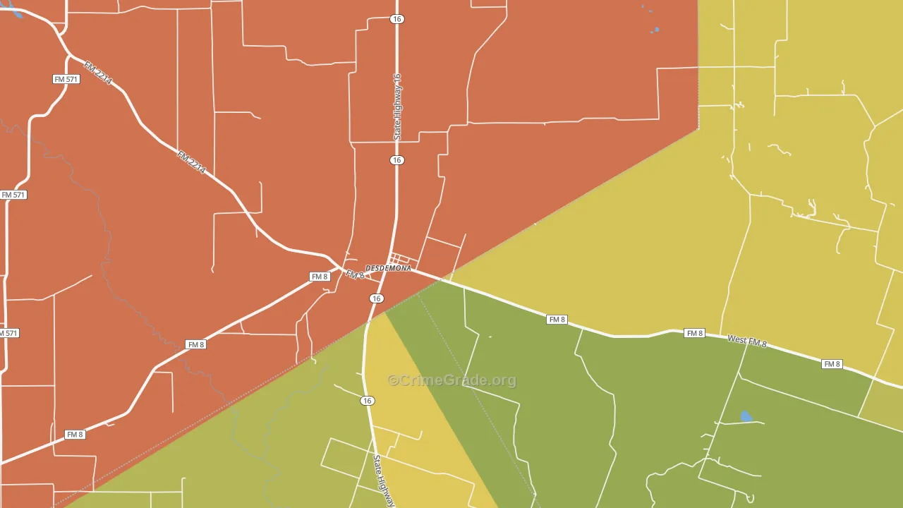 Desdemona, TX Map of Drug-Related Crime Rates
