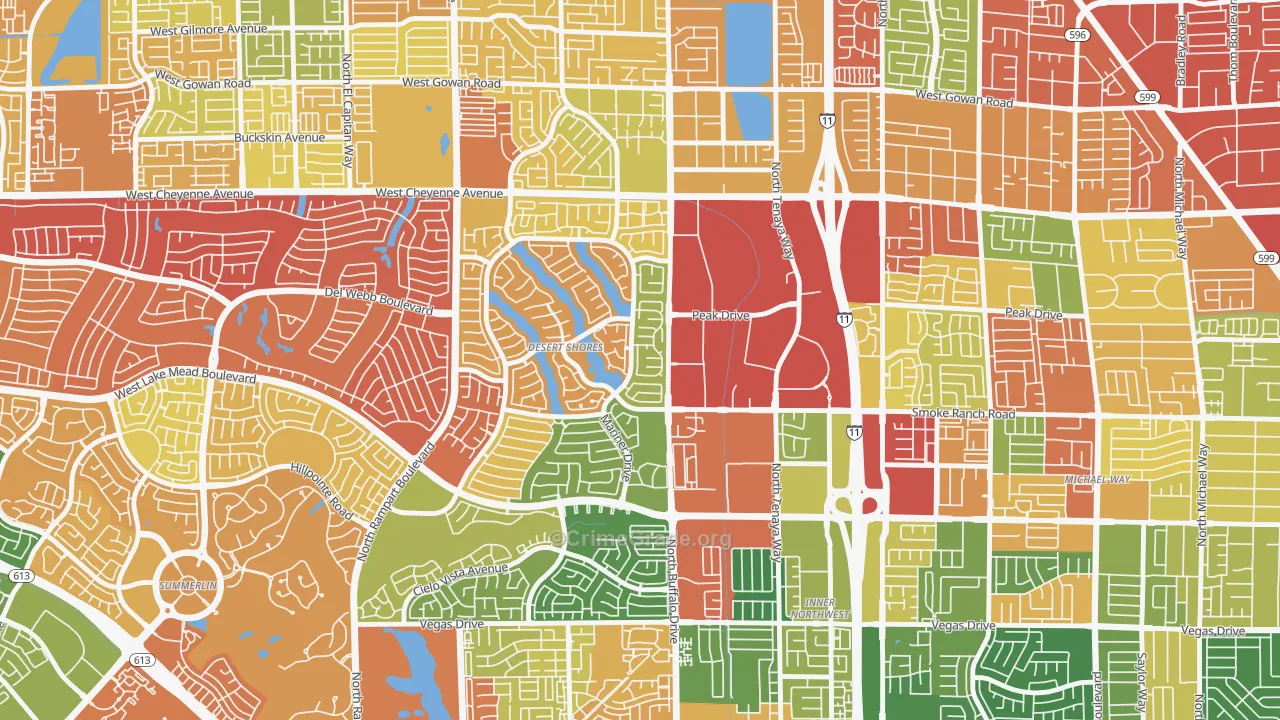 Desert Shores, Las Vegas, NV Map of Drug-Related Crime Rates