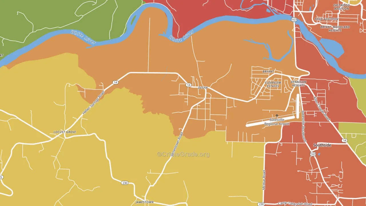 Desha, AR Map of Drug-Related Crime Rates
