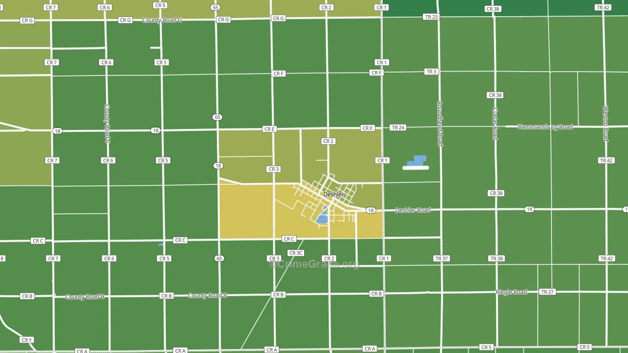 Deshler, OH Map of Drug-Related Crime Rates