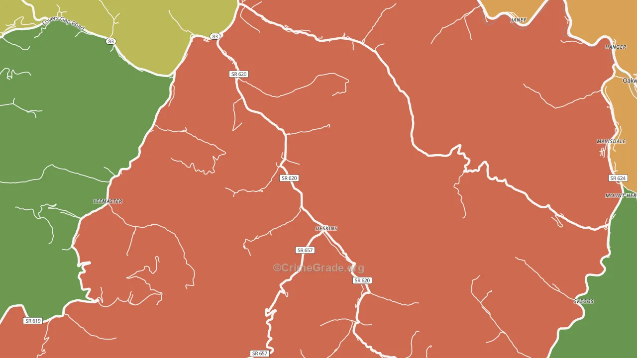 Deskins, VA Map of Drug-Related Crime Rates