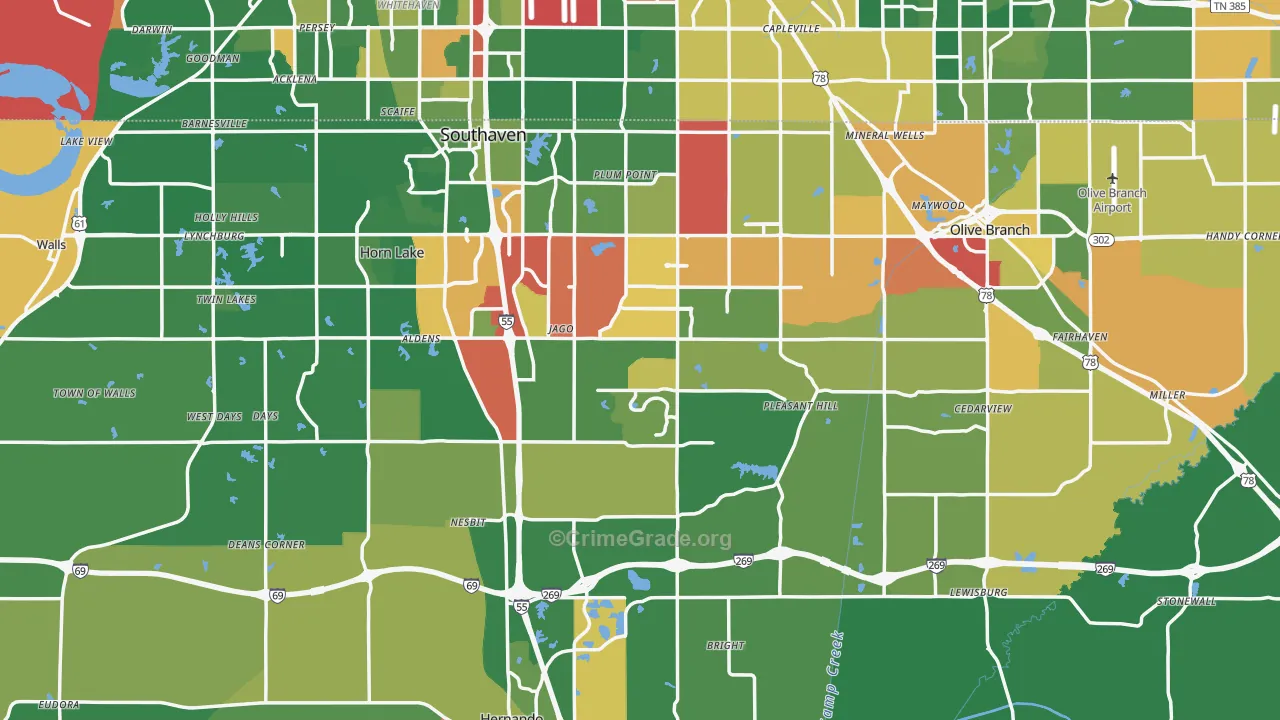 DeSoto County, MS Map of Drug-Related Crime Rates