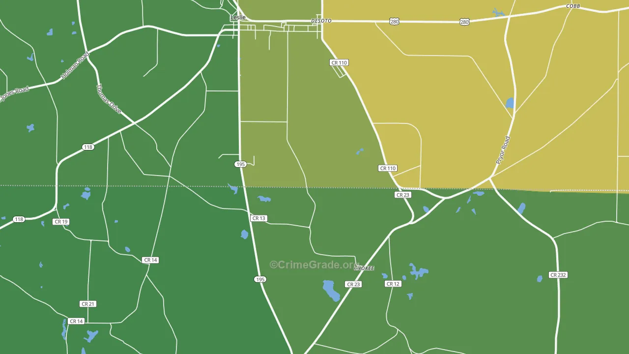 DeSoto, GA Map of Drug-Related Crime Rates