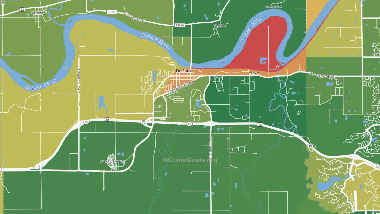 DeSoto, KS Map of Drug-Related Crime Rates