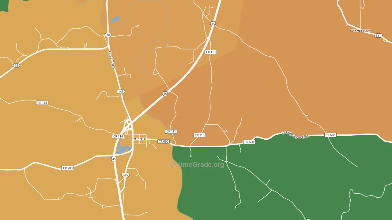 DeSoto, MS Map of Drug-Related Crime Rates