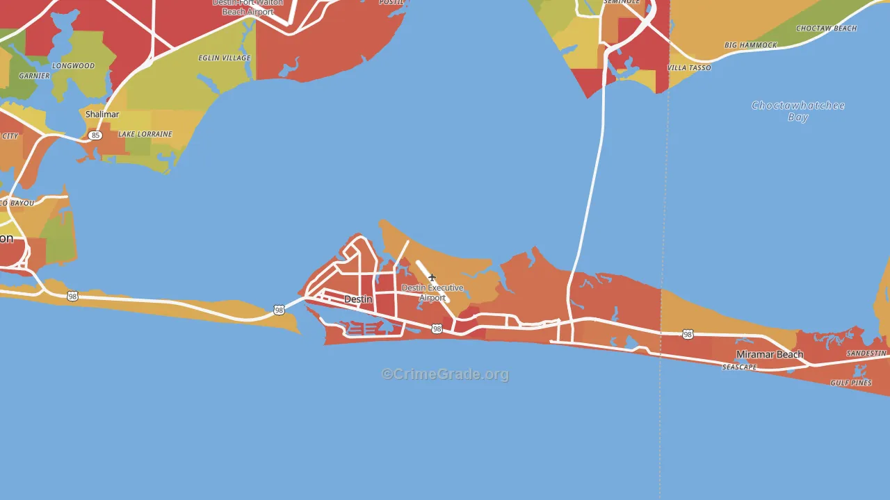 Destin, FL Map of Drug-Related Crime Rates