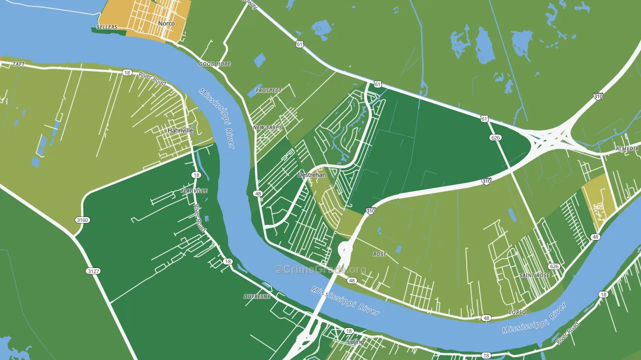 Destrehan, LA Map of Drug-Related Crime Rates