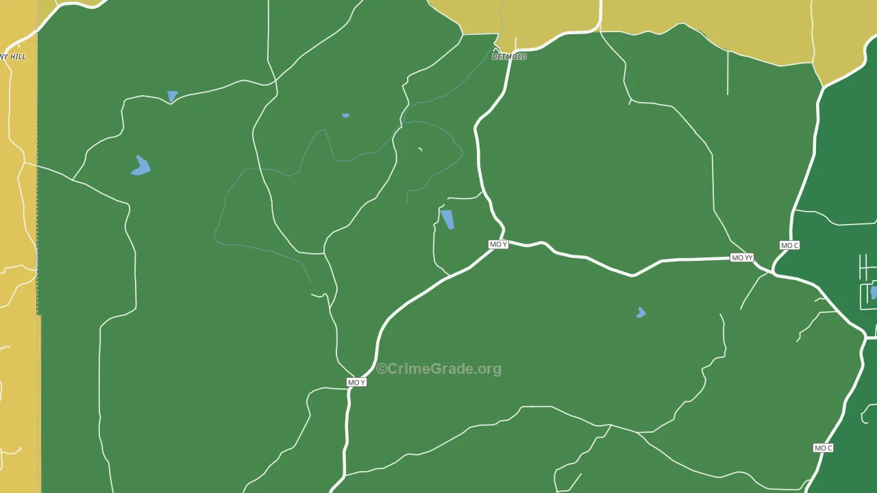 Detmold, MO Map of Drug-Related Crime Rates