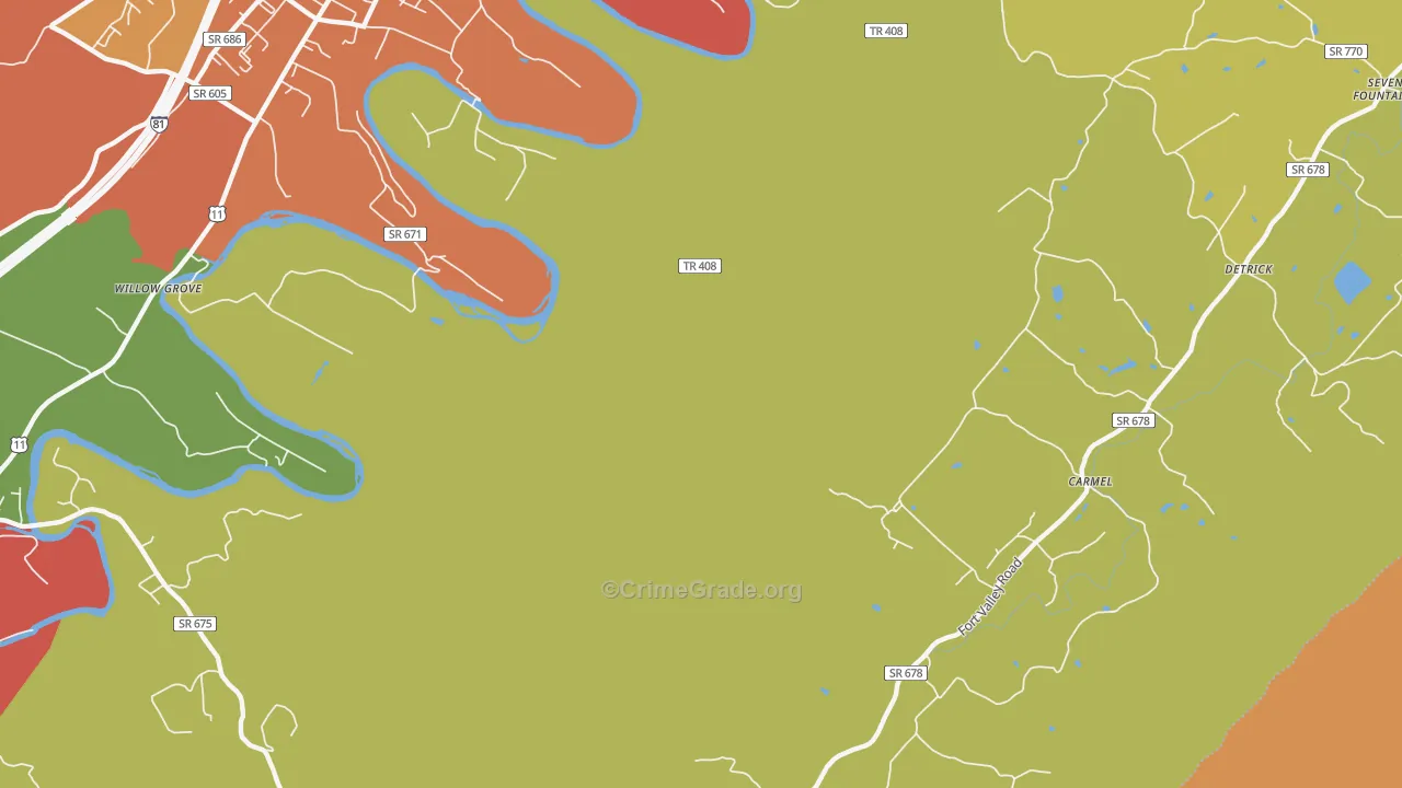 Detrick, VA Map of Drug-Related Crime Rates