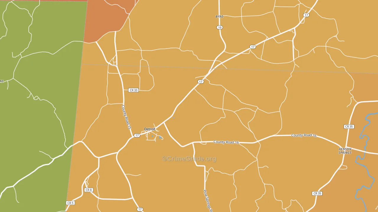 Detroit, AL Map of Drug-Related Crime Rates