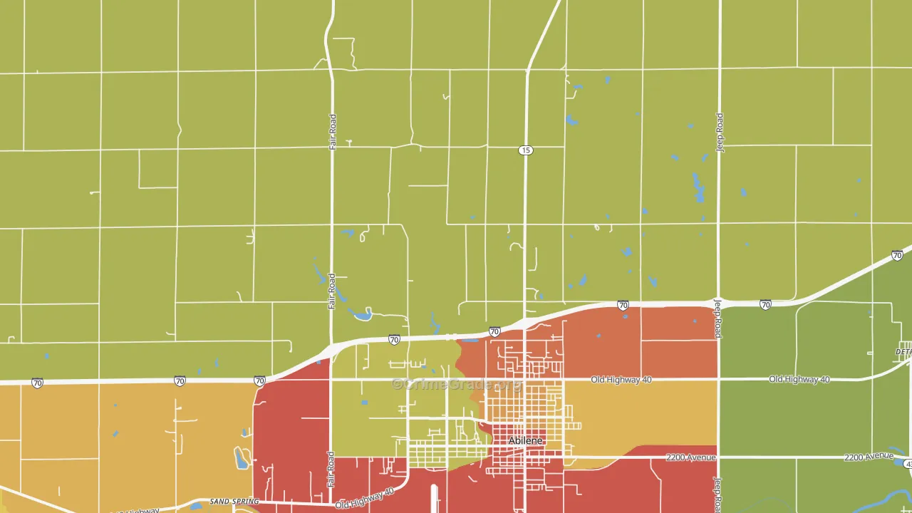 Detroit, KS Map of Drug-Related Crime Rates