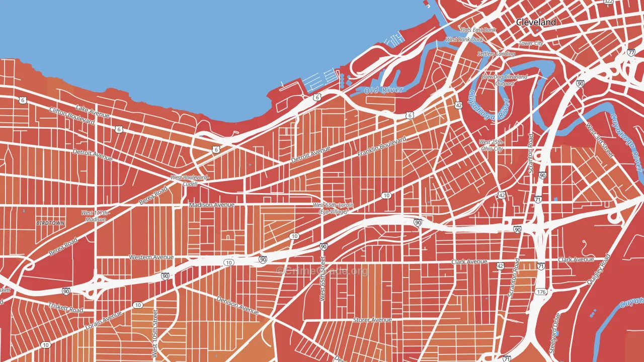 Detroit Shoreway, Cleveland, OH Map of Drug-Related Crime Rates