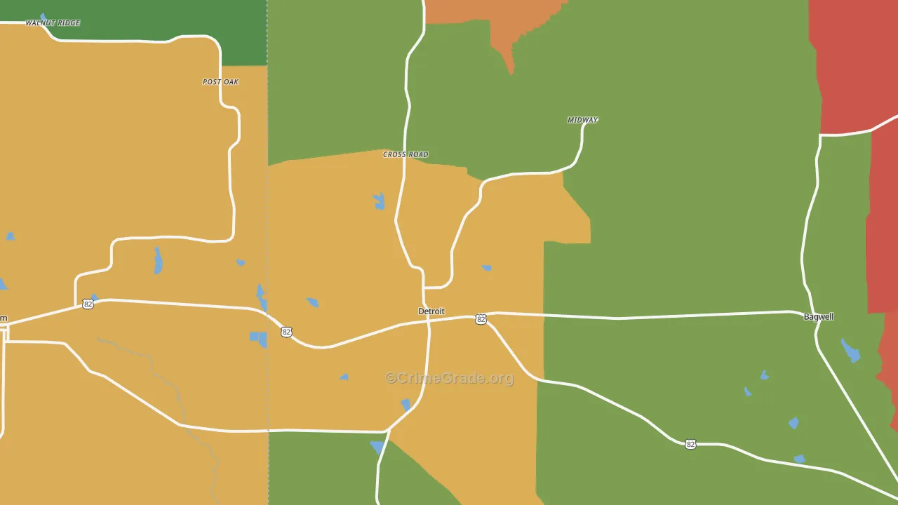 Detroit, TX Map of Drug-Related Crime Rates