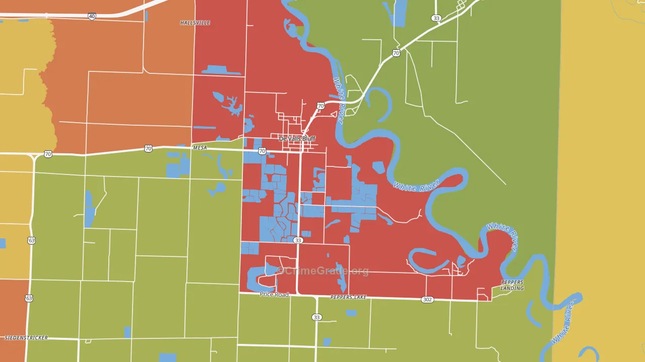 DeValls Bluff, AR Map of Drug-Related Crime Rates