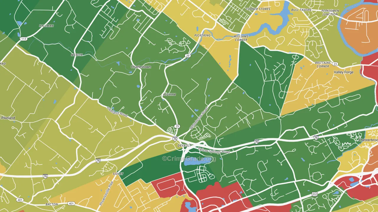 Devault, PA Map of Drug-Related Crime Rates