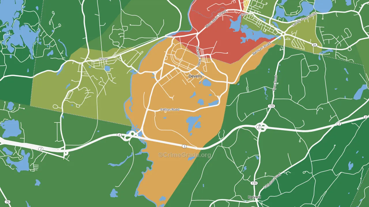 Devens, MA Map of Drug-Related Crime Rates
