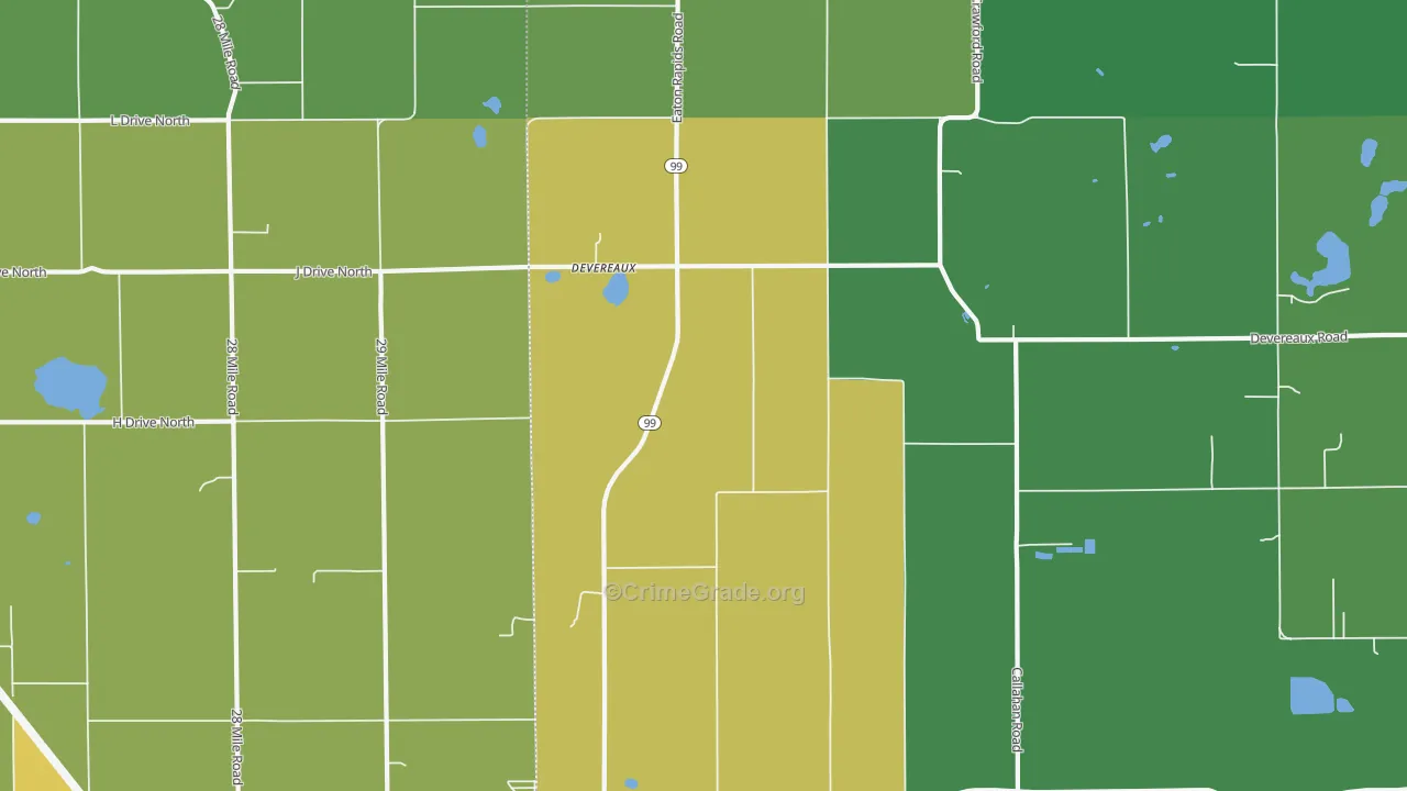 Devereaux, MI Map of Drug-Related Crime Rates