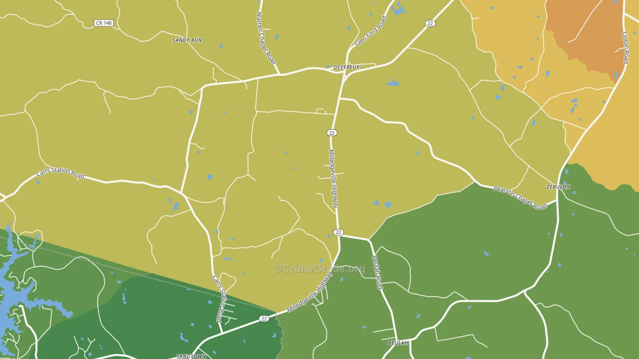 Devereux, GA Map of Drug-Related Crime Rates