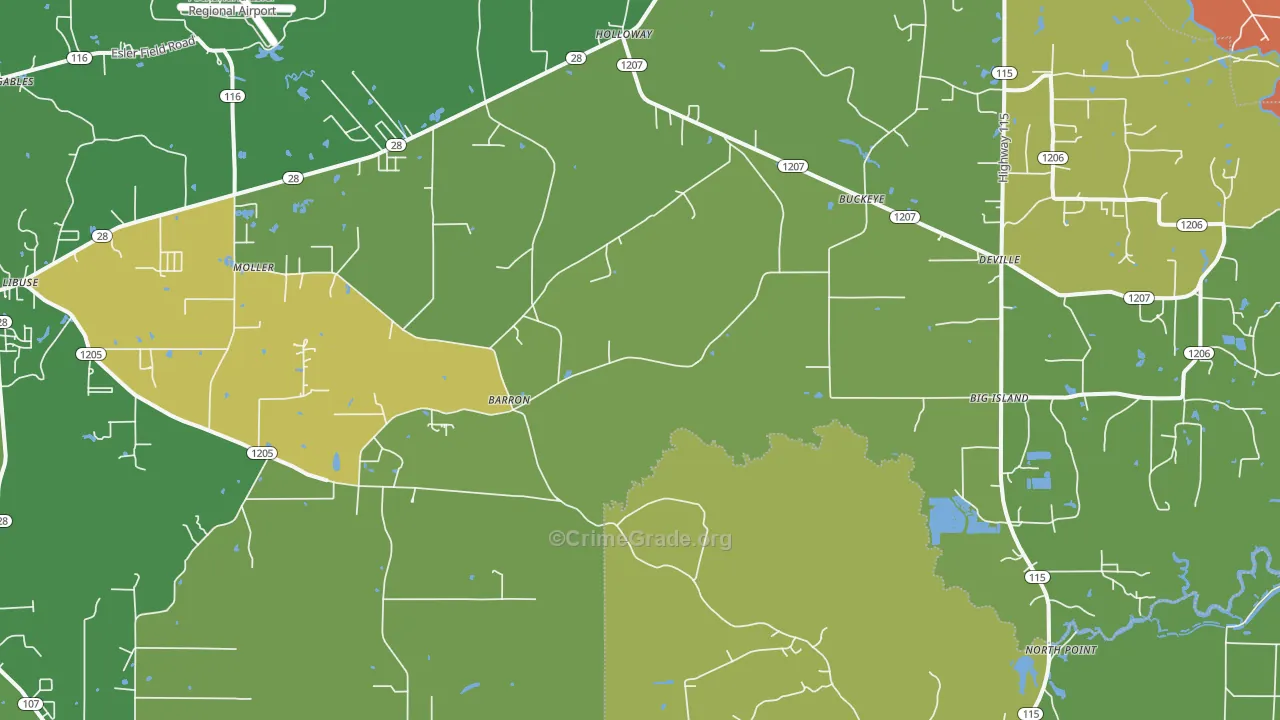 Deville, LA Map of Drug-Related Crime Rates