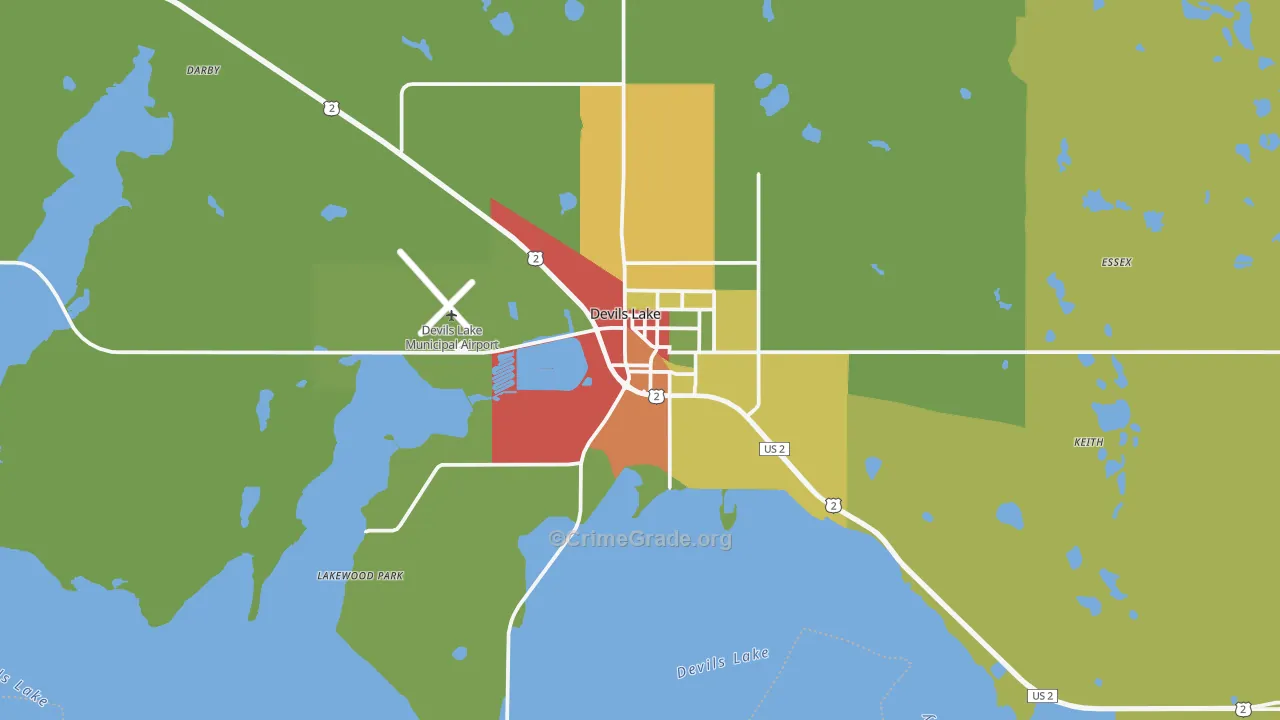 Devils Lake, ND Map of Drug-Related Crime Rates