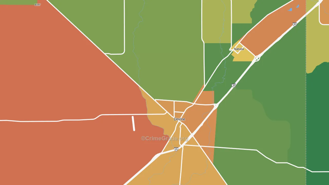 Devine, TX Map of Drug-Related Crime Rates