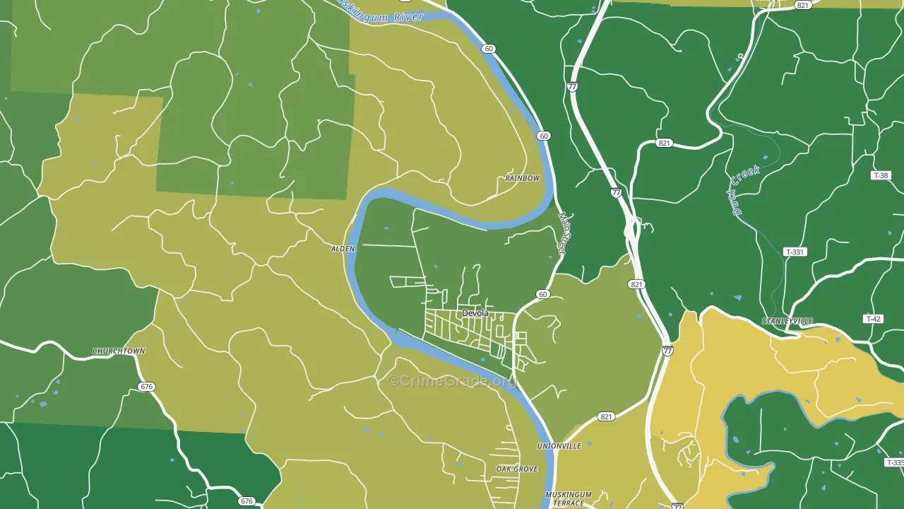 Devola, OH Map of Drug-Related Crime Rates