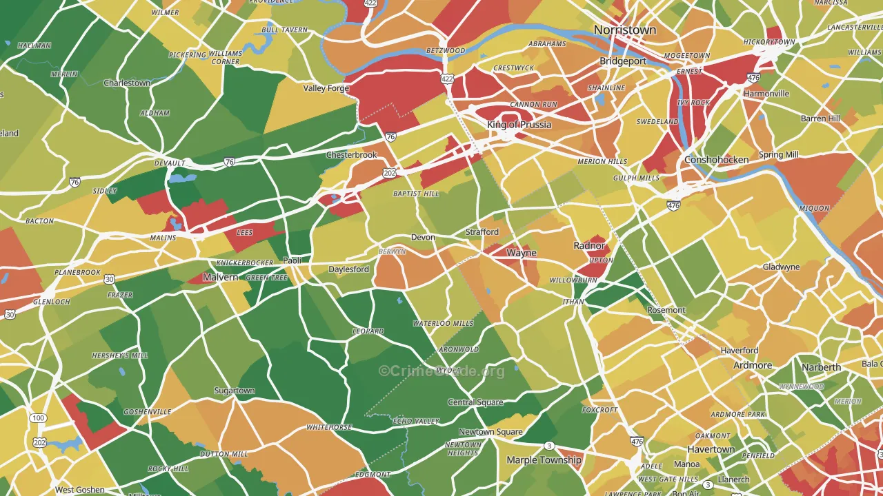 Devon, PA Map of Drug-Related Crime Rates