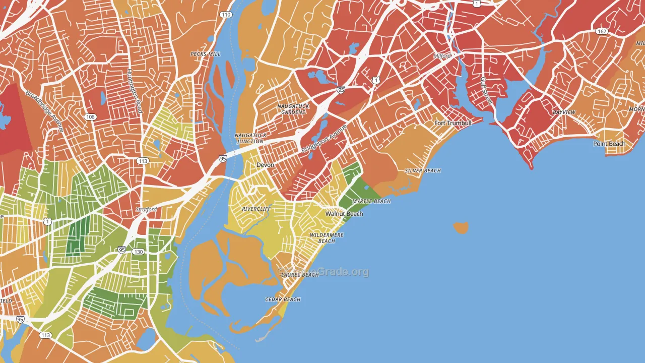Devon-Walnut Beach, Milford, CT Map of Drug-Related Crime Rates