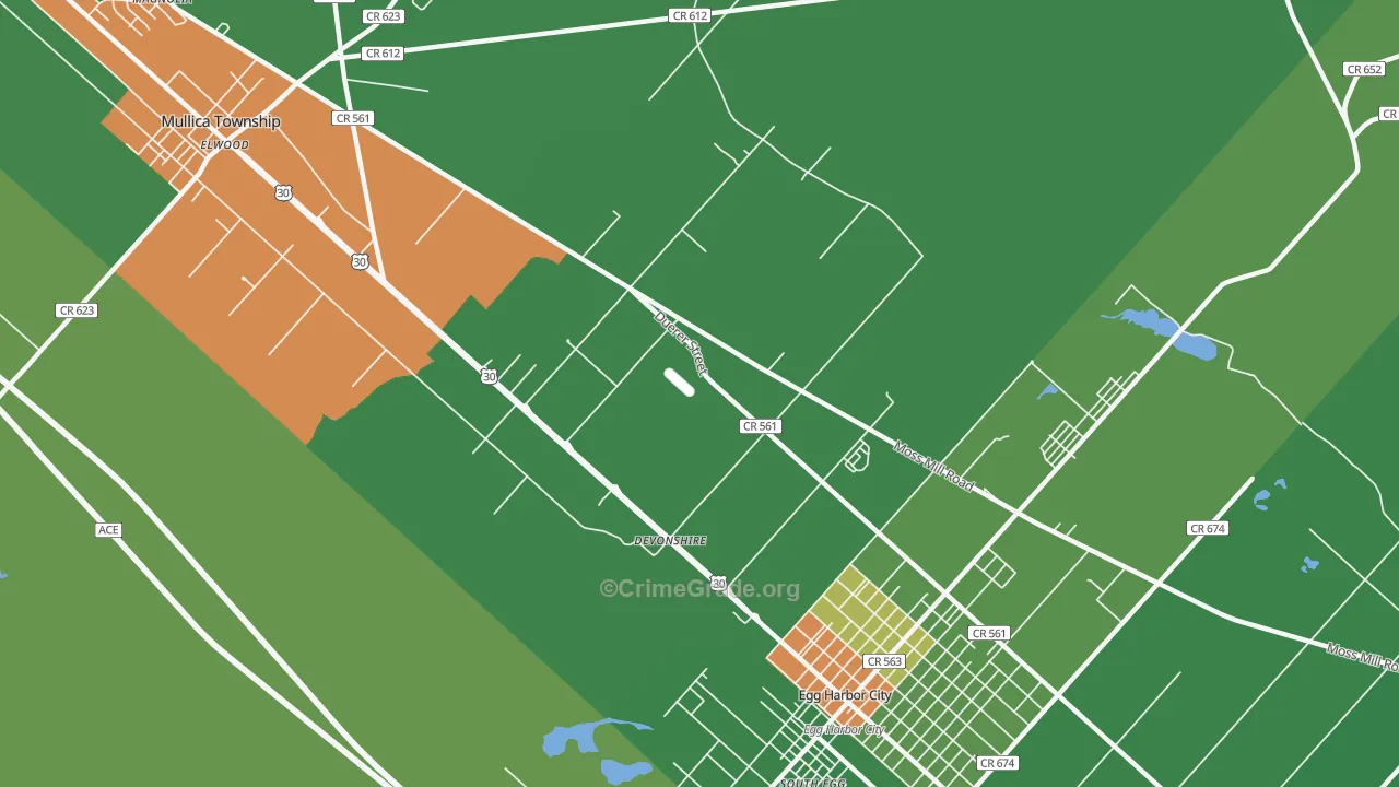 Devonshire, NJ Map of Drug-Related Crime Rates