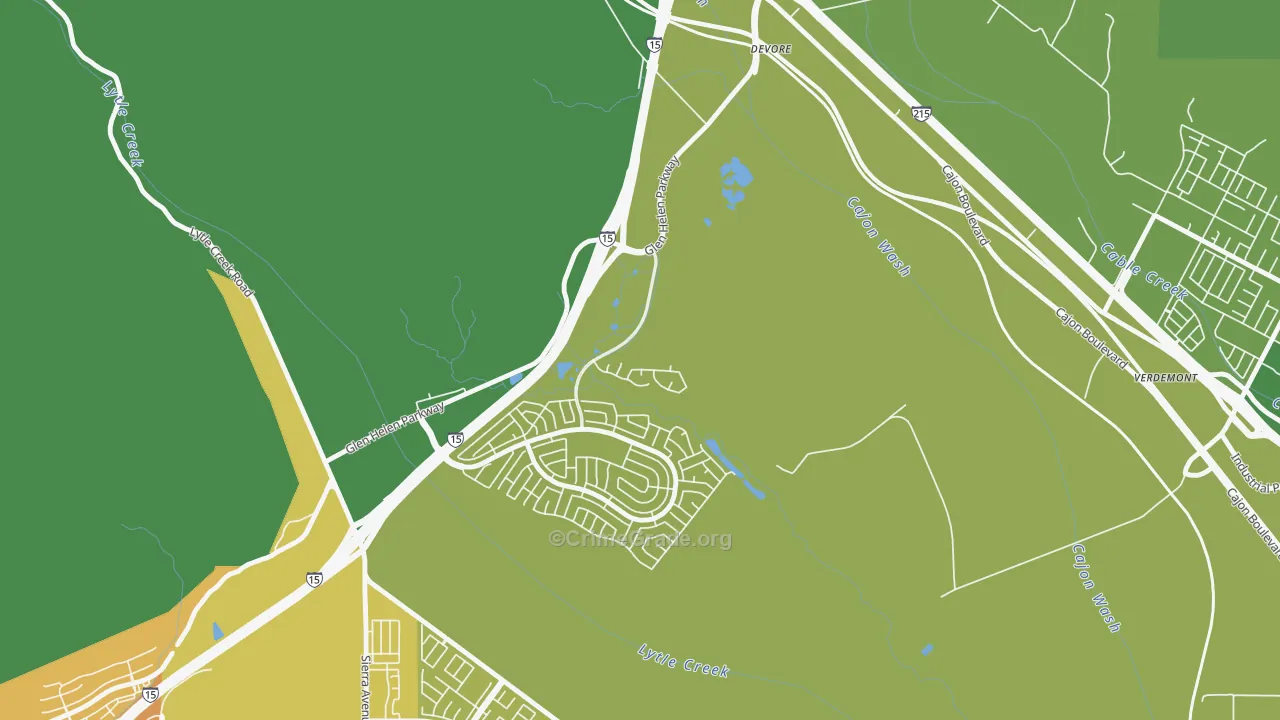 Devore, CA Map of Drug-Related Crime Rates