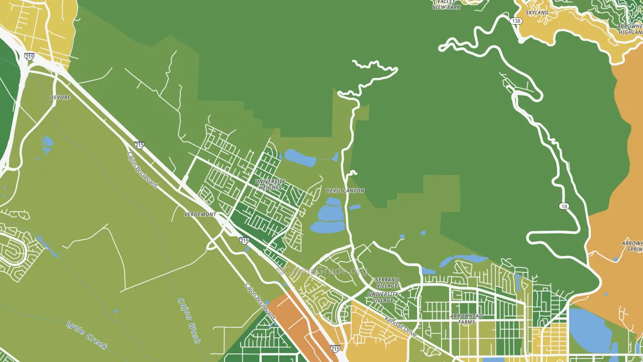 Devore Hghts, CA Map of Drug-Related Crime Rates