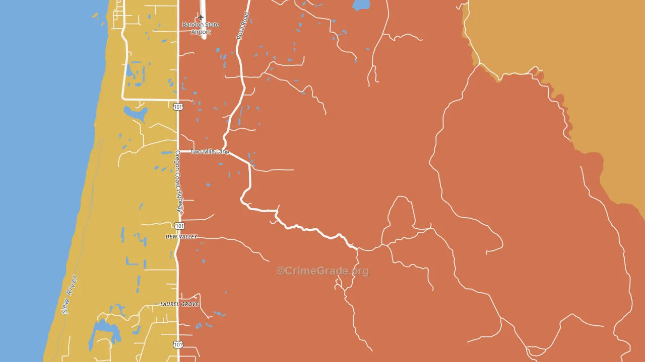 Dew Valley, OR Map of Drug-Related Crime Rates