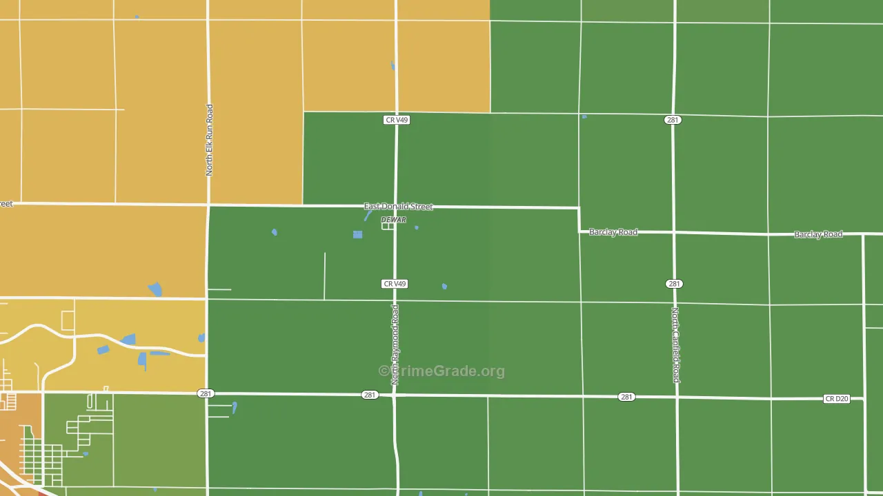 Dewar, IA Map of Drug-Related Crime Rates
