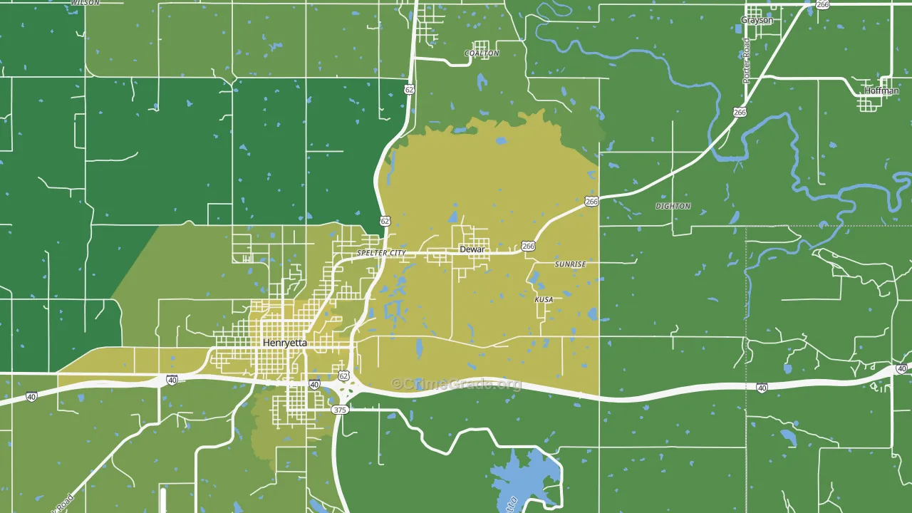 Dewar, OK Map of Drug-Related Crime Rates