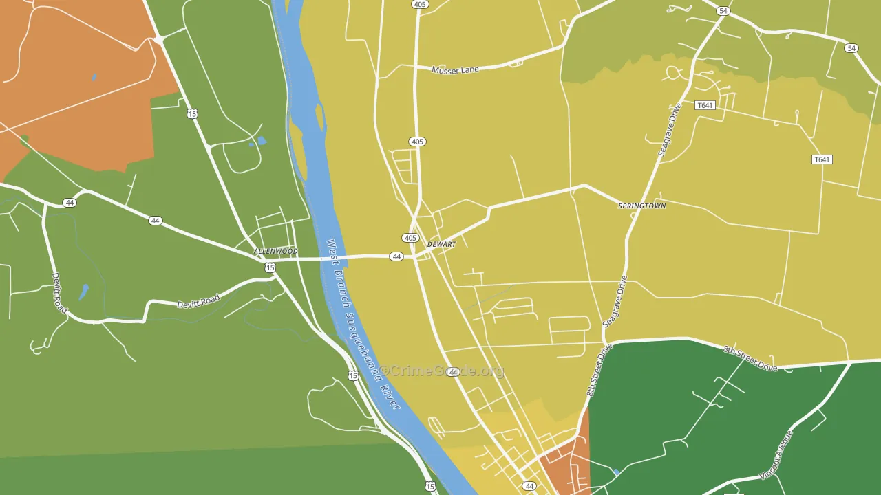 Dewart, PA Map of Drug-Related Crime Rates