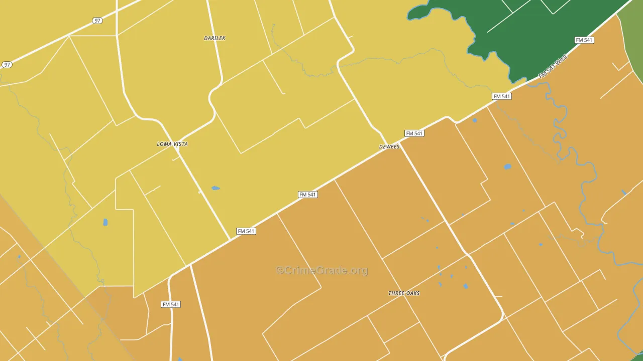 Dewees, TX Map of Drug-Related Crime Rates