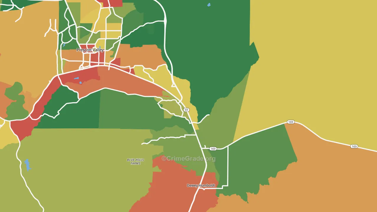 Dewey, AZ Map of Drug-Related Crime Rates